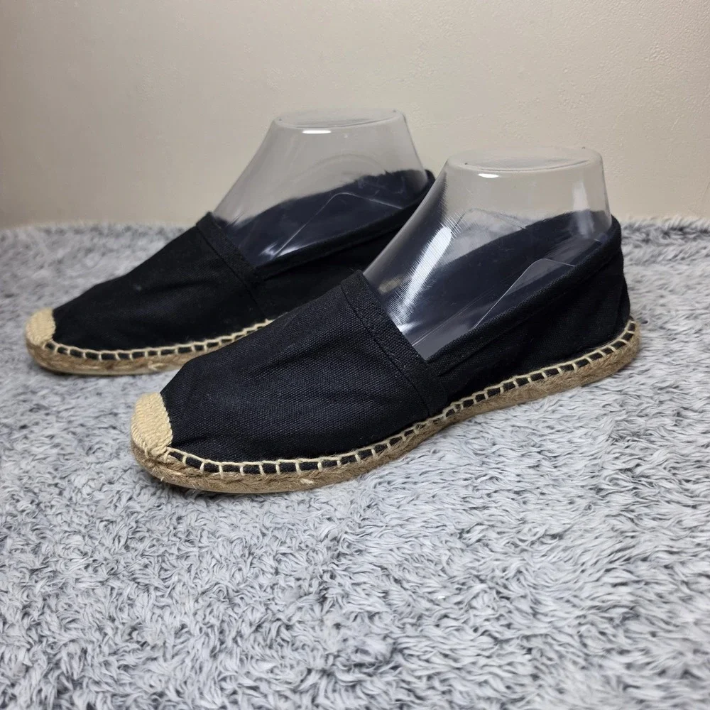 Cousu Main Espadrille Shoes Black Flats Women's Size EU 38